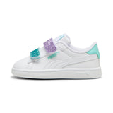 PUMA SMASH 395610  03 GLITTER VELCRO TENNIS LOW KIDS WHITE