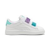 PUMA SMASH 395610  03 GLITTER VELCRO TENNIS LOW KIDS WHITE