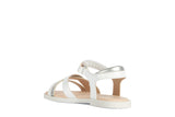 GEOX J5235D00254C1000 WHITE SILVER SANDALS