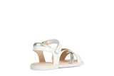 GEOX J5235D00254C1000 WHITE SILVER SANDALS