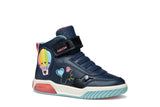 GEOX J56ASA OBCKC C4358 J INEK GIRL A SYNT LEA+GLITTER NAVY/WATERSEA