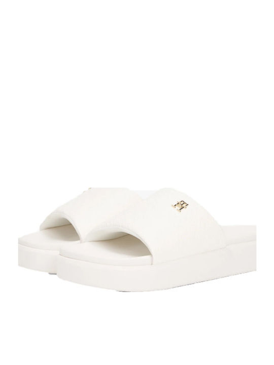 TOMMY HILFIGER FW0FW08526 PLATFORM MONOGRAM POOLSLIDE WHITE