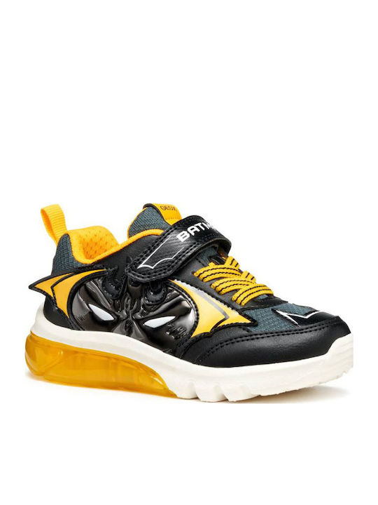 GEOX J56LBC  OBC14 C0054  BLACK/YELLOW J CIBERDRON SNEAKERS LIGHTS BATMAN