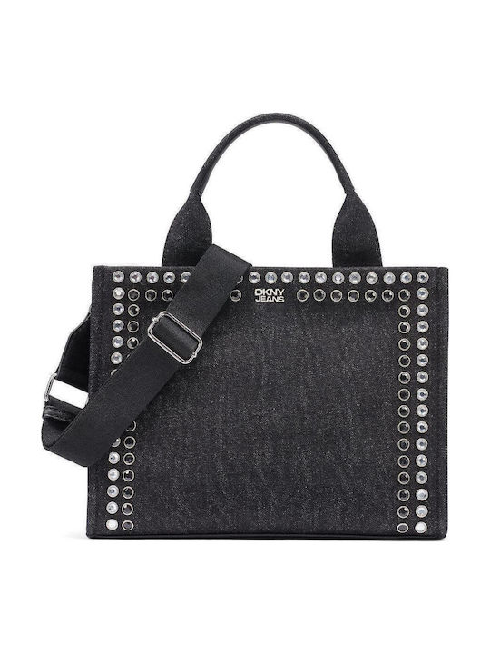 DKNY R62ADR46 Black Denim Mila MD Tote Bag