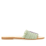 MANEBI FRINGED KNOTS RAFFIA LEATHER SANDALS LILAC PALM SAGE