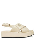 TOMMY HILFIGER FW0FW08808 TH LOGO HW PADDED LEATHER SANDAL MUSLIN